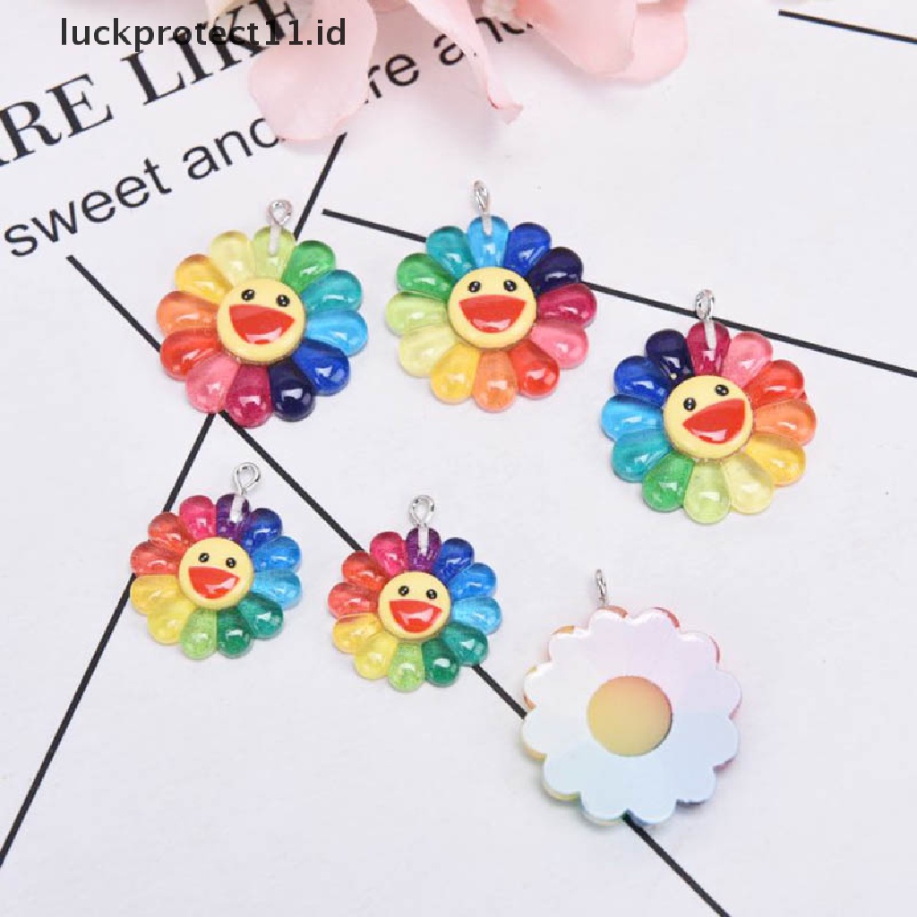 /Fashion Hot// Fashion// 10Pcs/Set Resin Sun Flower Ch Liontin Perhiasan Menemukan DIY Membuat Kerajinan Hadiah.