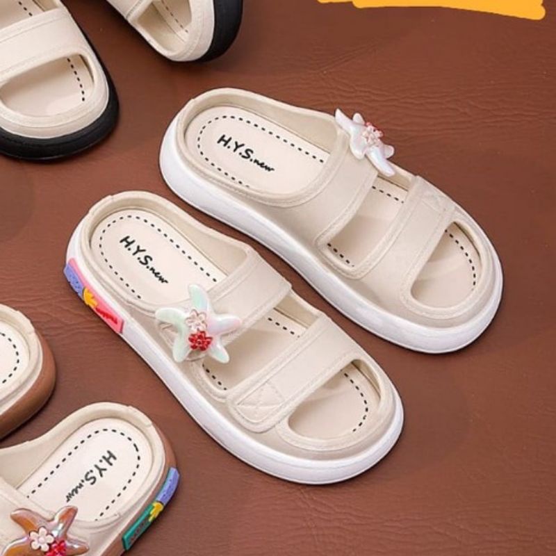 Sandal Wedges Jelly Wanita Anak Motif Bintang Sandal Ban 2 Terbaru 029 / Sandal Anak Terbaru/Sendal Karet Jelly Import HYS 029/Sendal Korea Import