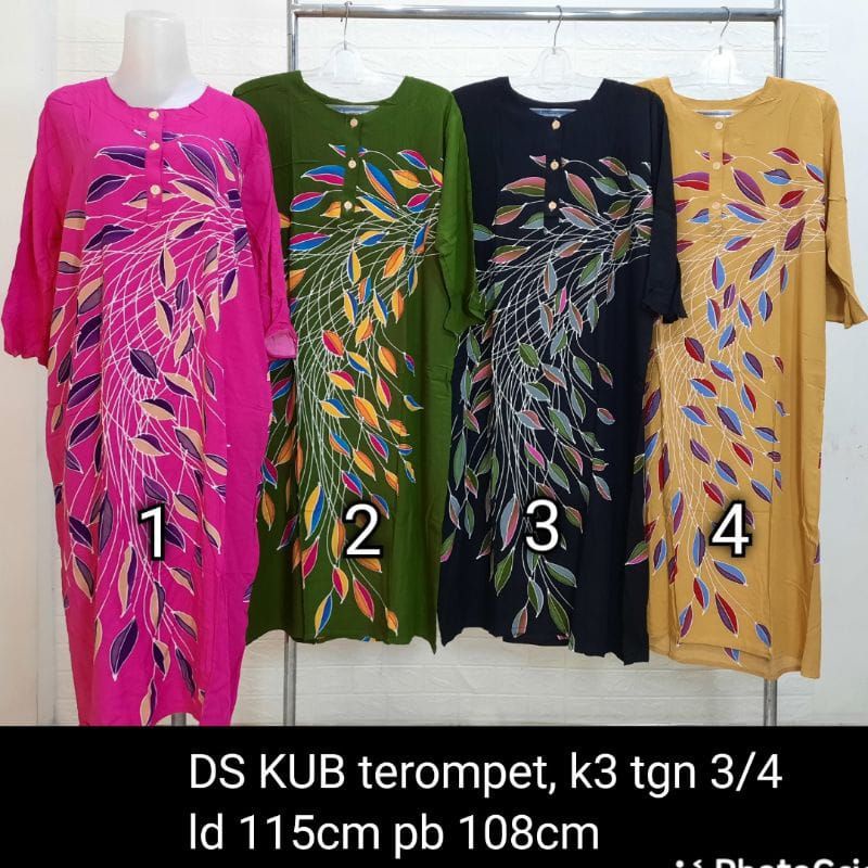 Baju Daster Busui Kekinian Kencana Ungu Original Label Biru Asli Motif Bunga Bunga Lengan Trompet Bahan Rayon Katun Daster Batik Pekalongan Murah Terbaru Kancing Depan Busui Bumil Jumbo Daster Remaja Perempuan Orang Tua Lengan 3/4 Model Trompet