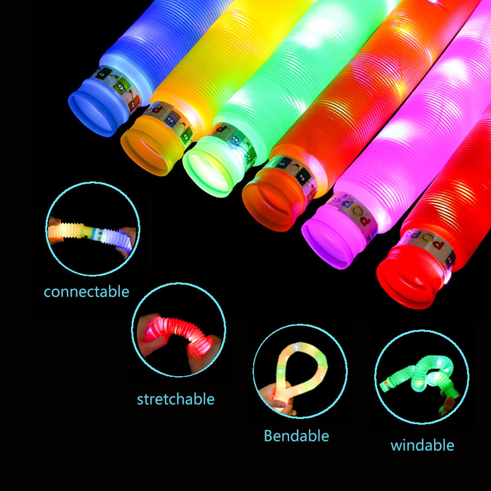 Lakhu Mainan Anak Viral Light Up Pop Tubes Pop Pipes Mainan Lampu Stick Pipa Selang Toy LED