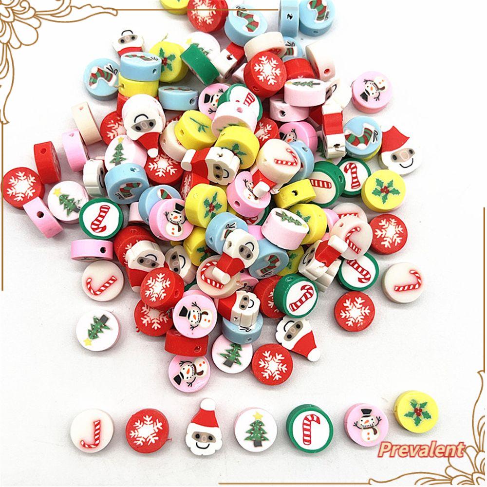 Preva 50 Pcs 10mm Blossom Polymer Clay Spacer Dekorasi Kalung Liontin Aksesoris Natal Snowman