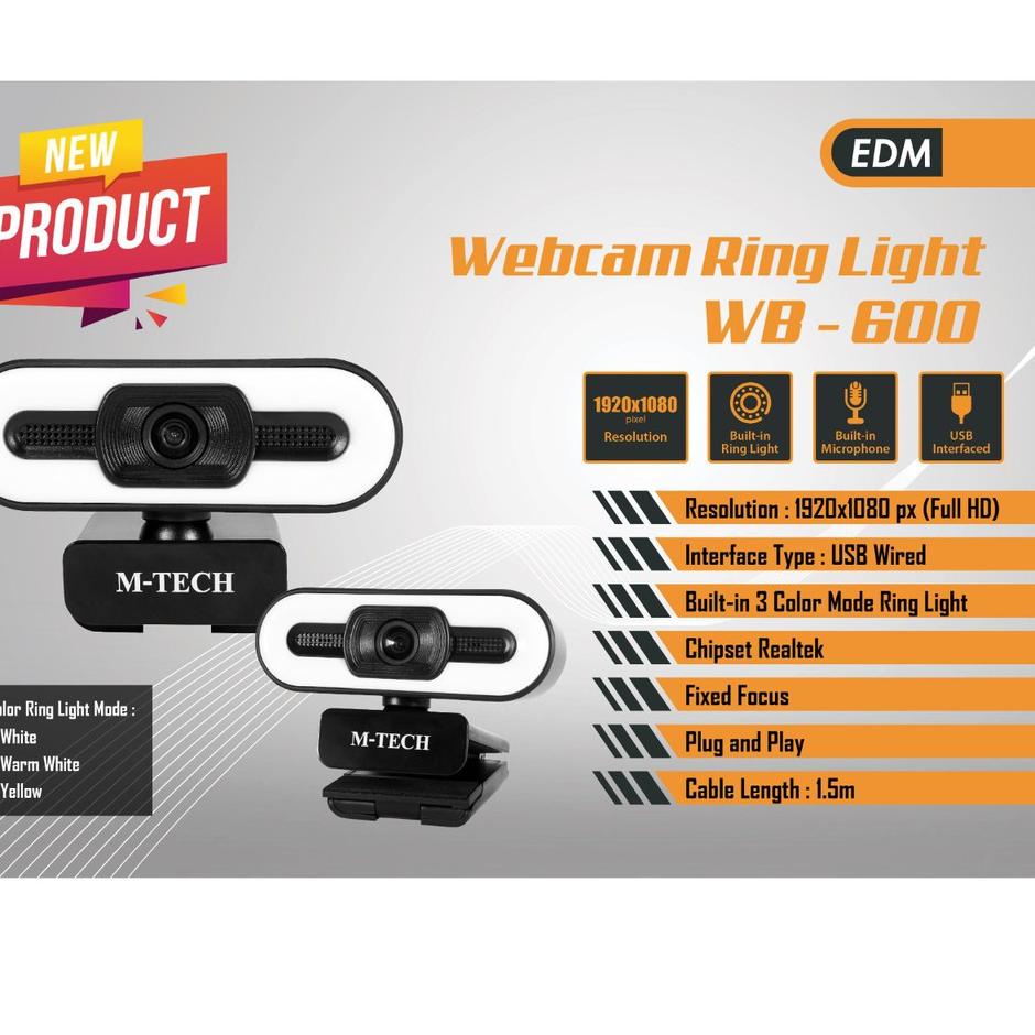 Free Shipping M-TECH Webcam WB600 / WB-600 Web Camera 1080P Full HD With Microphone