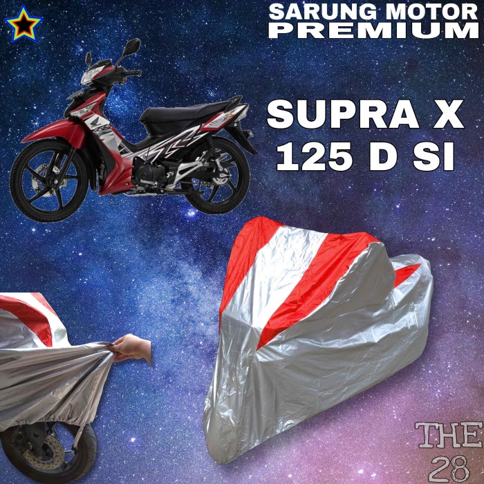 SARUNG MOTOR SUPRA X 125 D SI SILVER MERAH BODY COVER PENUTUP PREMIUM