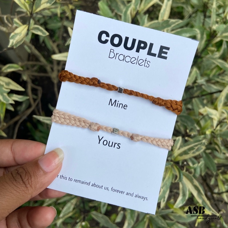 (FREE GIFT, COD) Sepasang Gelang Couple Mine &amp; Yours Cube Tali Kepang