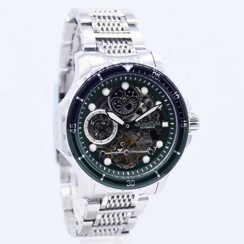 QUANTUM AUTOMATIC QMG1026.370 ORIGINAL - JAM TANGAN PRIA STAINLESS STEEL - SILVER GREEN