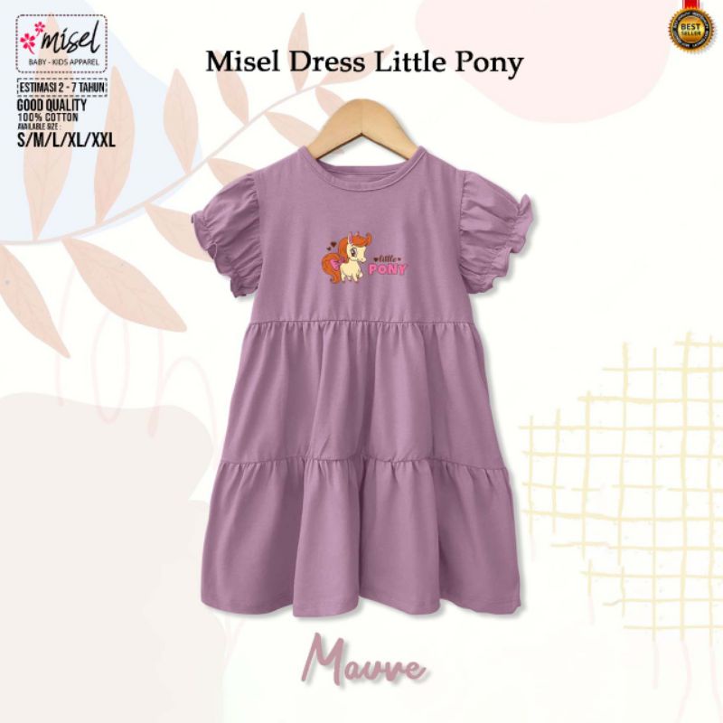 Baju Dress Anak Perempuan Cewek Terbaru Viral Kekinian Korean Style Misel Dress Little Pony 2 3 4 5 6 7 Tahun