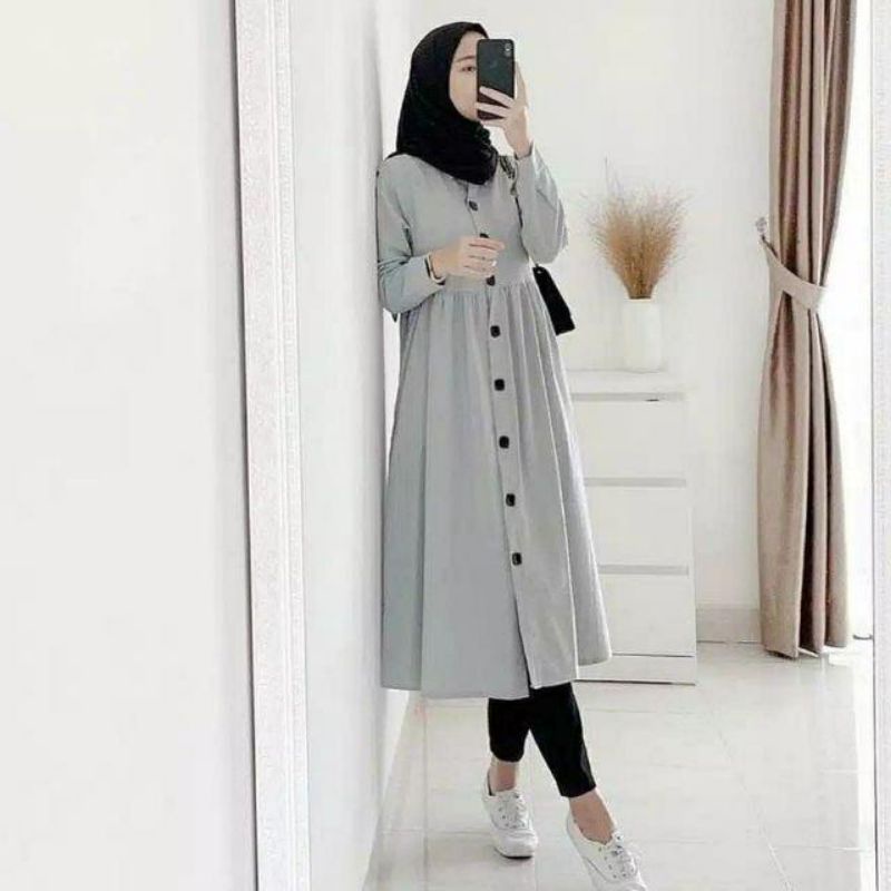 TUNIK DZUVIA//TUNIK FULL KANCING DEPAN//FASHION WANITA//