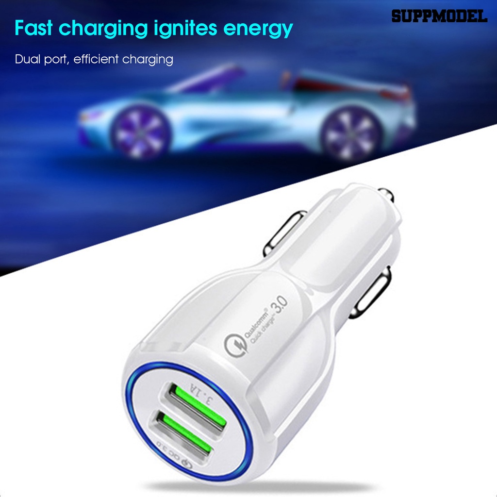 [Auto] Charger Mobil 3.0QC Dengan Cahaya Biru Dual Port Stabilitas Tegangan Tanpa Pemanas USB Charger Adaptor Mobil Untuk Mobil