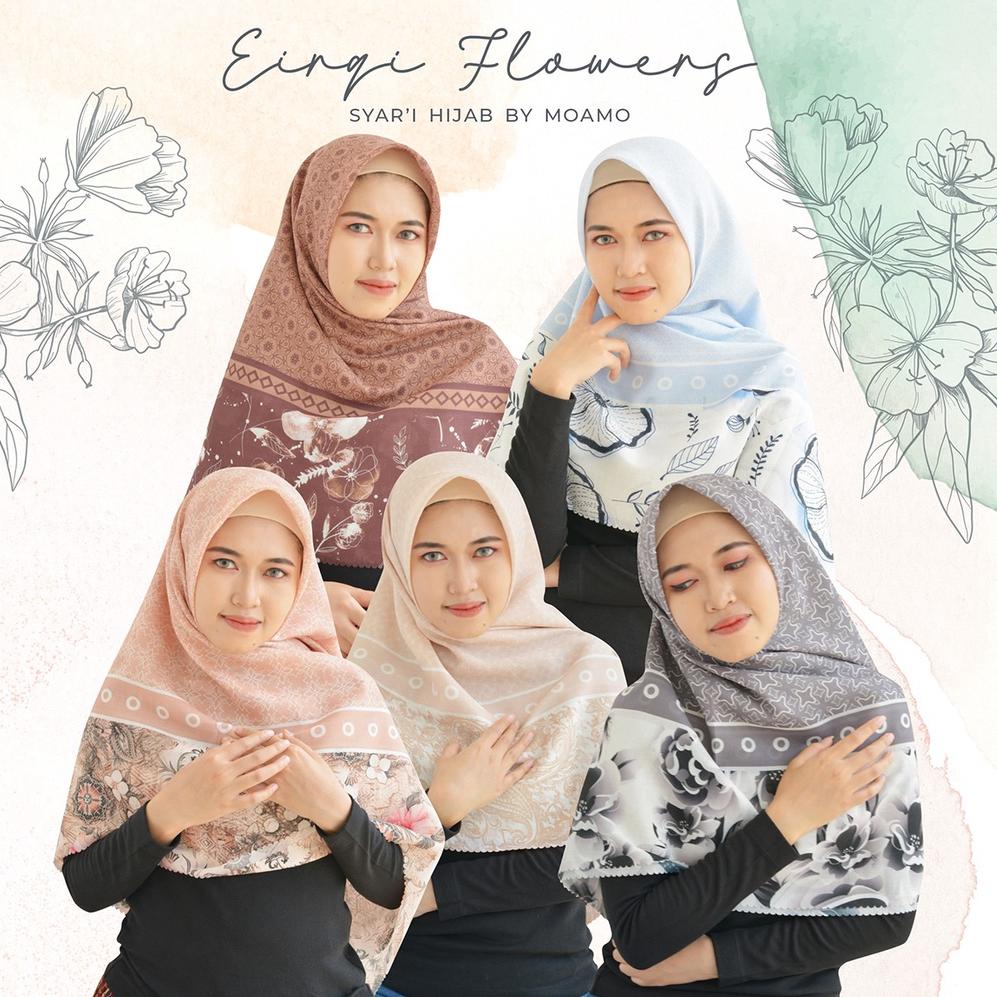 [E-F6F][✓] Jilbab Jumbo Eirqi Flowers Series| Hijab Segi Empat Motif | Syar'i Scarf 140x140 super keren