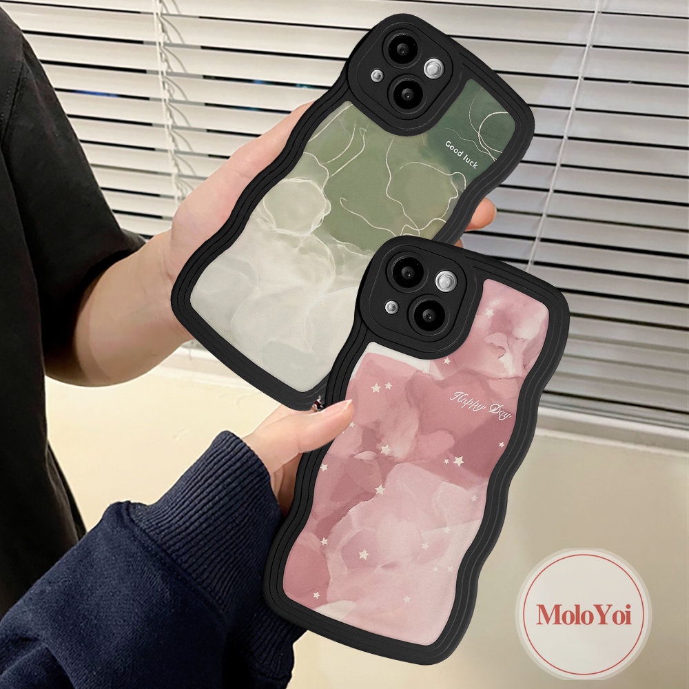 Casing Pasangan Cocok Untuk iPhone 11xr7 8 Plus 13 12 14 Pro Max 6 6s Plus 14plus X XS Max SE 2020lembut TPU Wavy Edge Halo Dyed Watercolor Star Lines Case