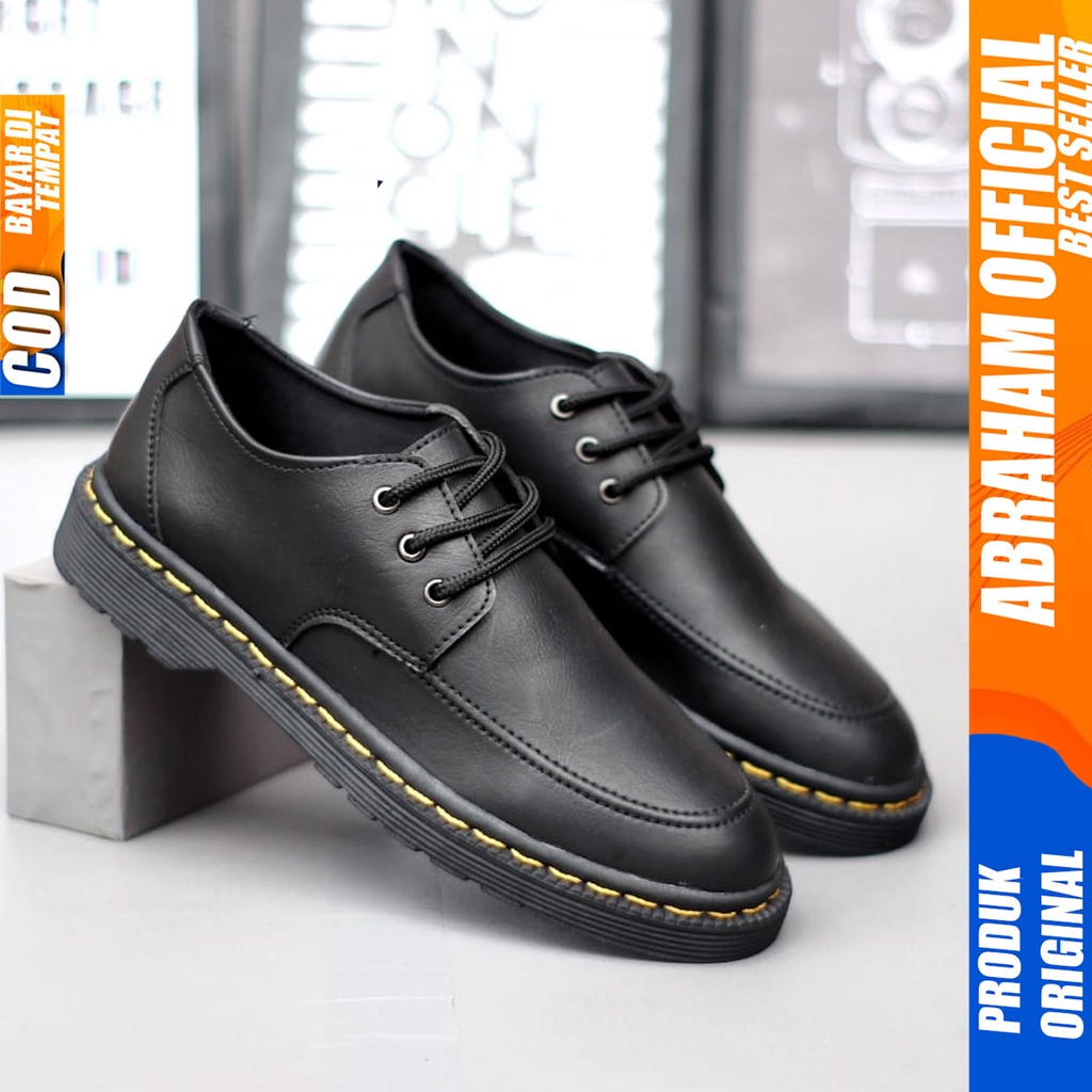 Sepatu Formal Pantofel Kerja Pria Docmart Low Boots Hitam Abraham Rooney