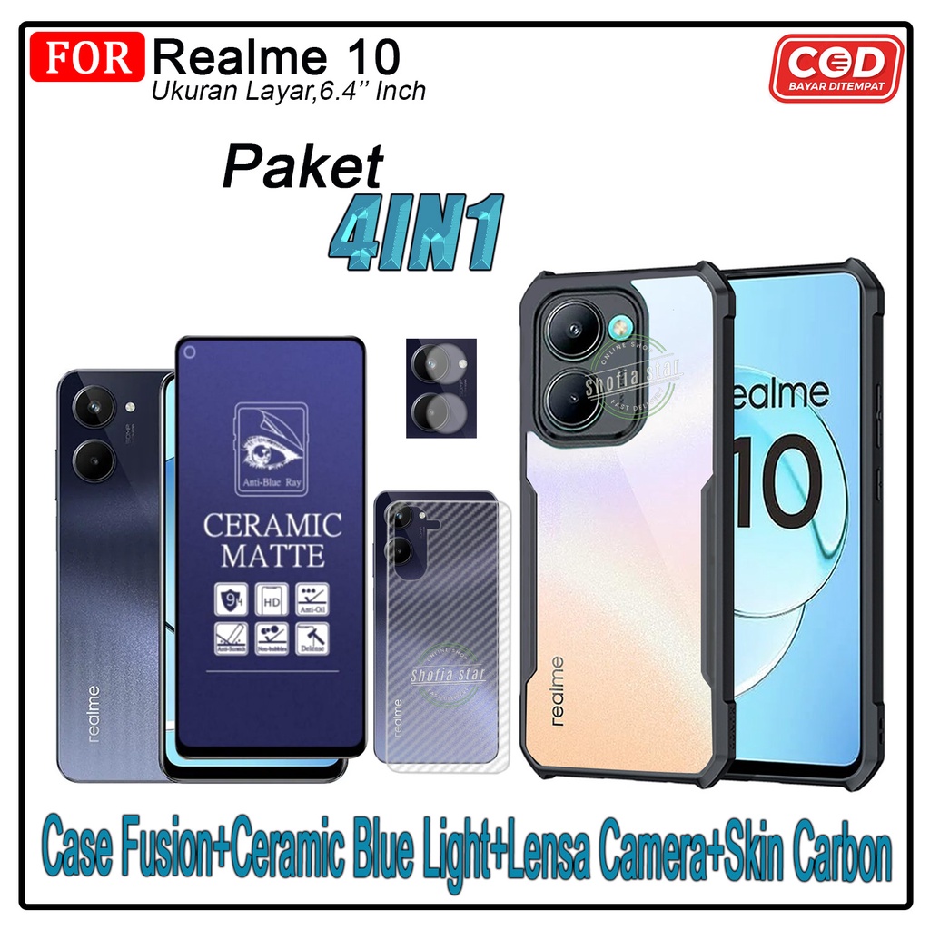 PROMO 4in1 Case Realme 10 4G 2022 Realme 10 Pro 5G Softcase Fusion Shockproof Transparan Casing