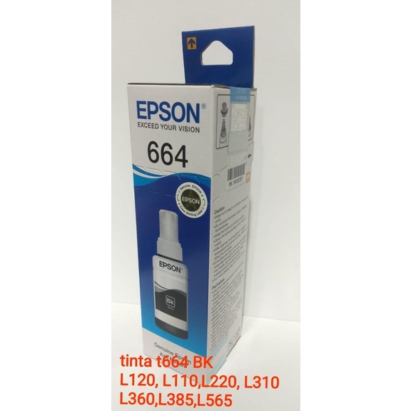 Tinta Epson Original 664 Black-For L110,L120,L310,L360,L385