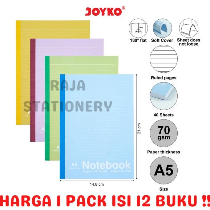 

JOYKO NOTEBOOK A5 GARIS BUKU TULIS JOYKO A5 PER PACK NB-704 [12PCS]