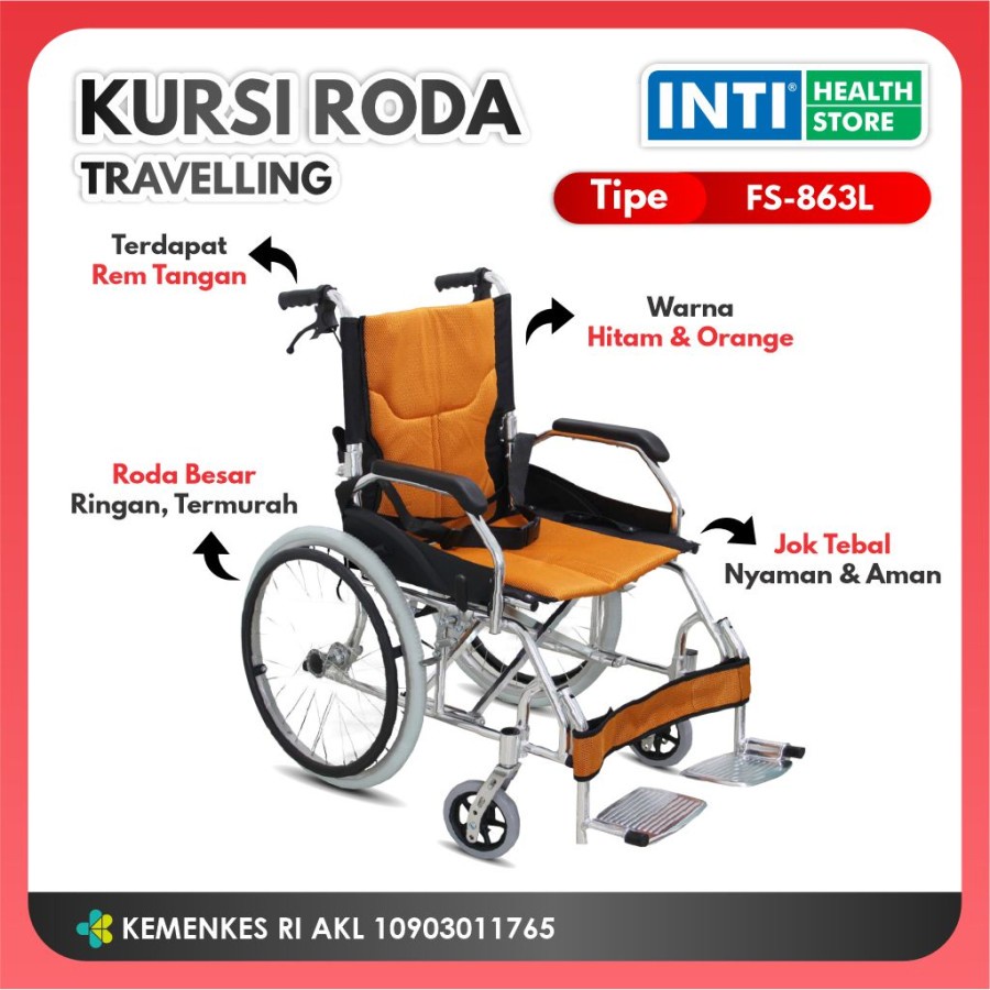 Onemed | Kursi Roda Travelling FS-863L Sakura | Kursi Roda Travel