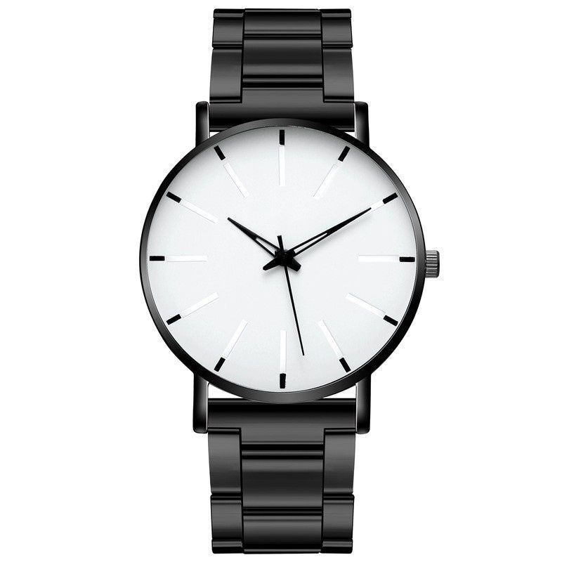 (Terima Cod)Jam Tangan Pria Fashion Quartz Polos Jarum Strap Rantai/Stell(Dikirim Jakarta)