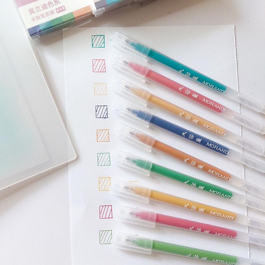 

T56✿ Morandi Real Colors Gel Pen Set 9pc 0.5mm | Colour Pen | Pulpen Warna Warni Oke Price