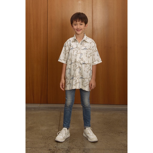 bateeq kemeja batik anak laki-laki Boy Shirt Peksi Kawung Cream 455