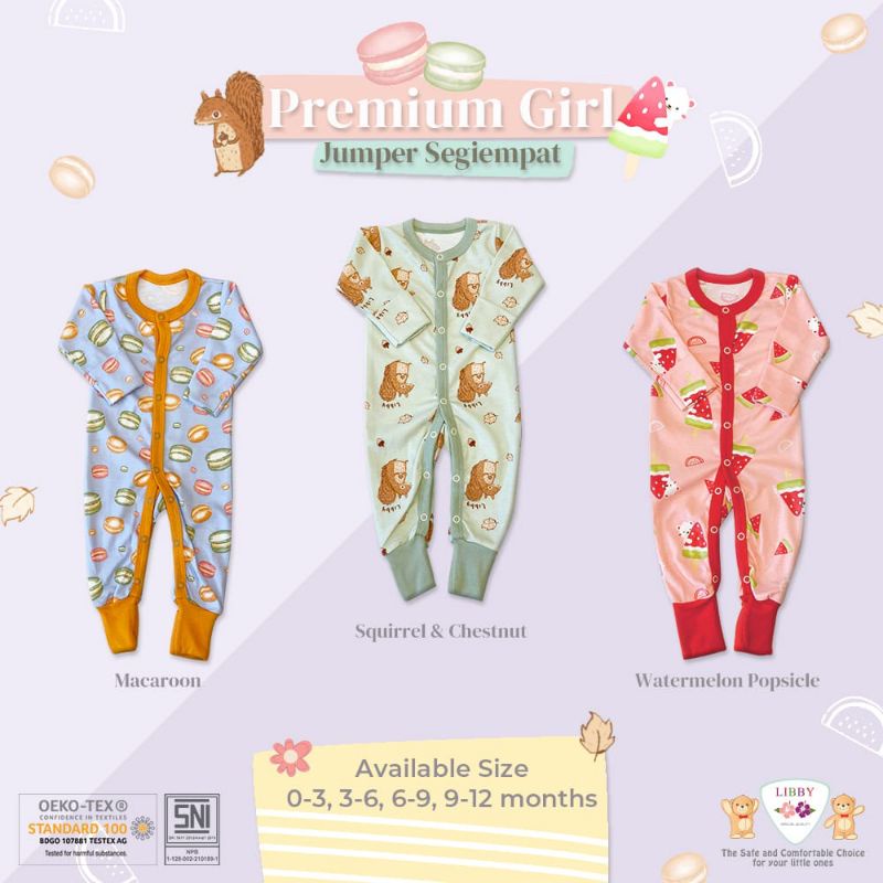 Libby Sleepsuit Premium Boy/Girl Usia 0-12 Bulan