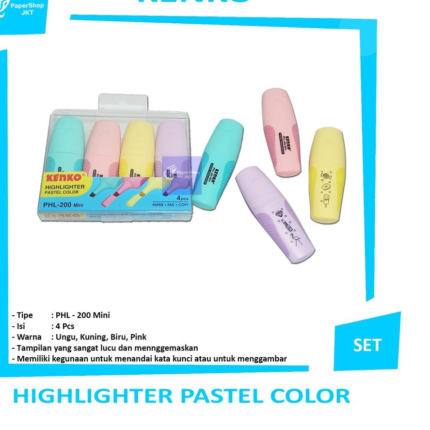 

DFY✽ KENKO Highlighther Pastel PHL - 200 ( 4 PCS/SET ) Mini SET TERBAIK