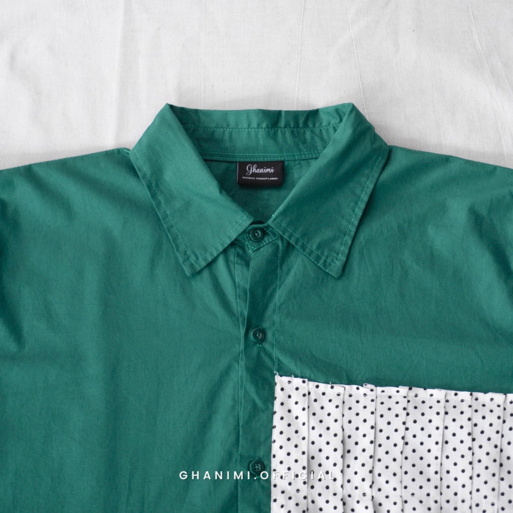 Ghanimi - Jolie Shirt / Kemeja Polos Polkadot / Kemeja Kerja / Kemeja Santai / Kemeja Casual / Kemeja Motif / Kemeja Unik