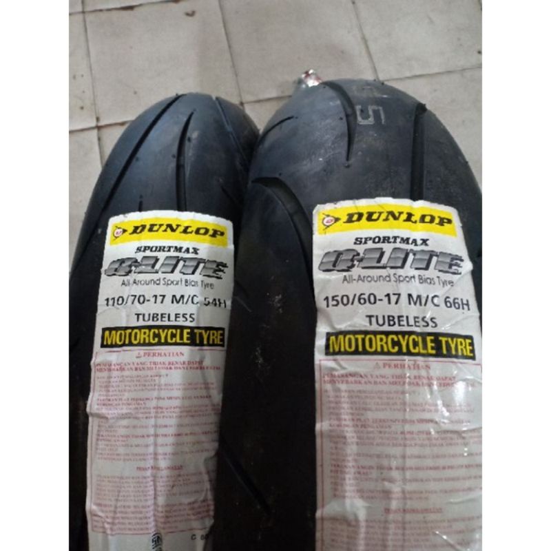 ban Dunlop Q-LITE import ring 17 sepasang depan dan belakang ukuran 110-70/17 dan 150-60/17