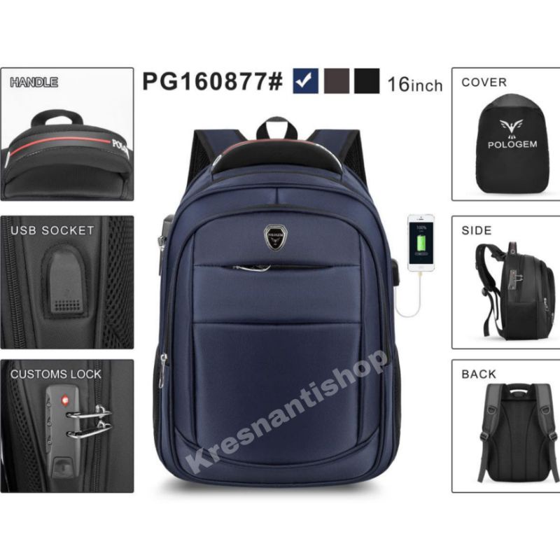 tas ransel laptop 16 inchi tas laptop pria polo gem ori import