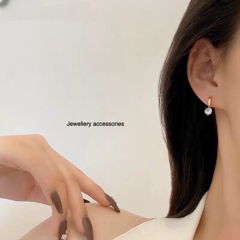 Anting Titanium Single Diamond Gold Korea Fashion Style Premium