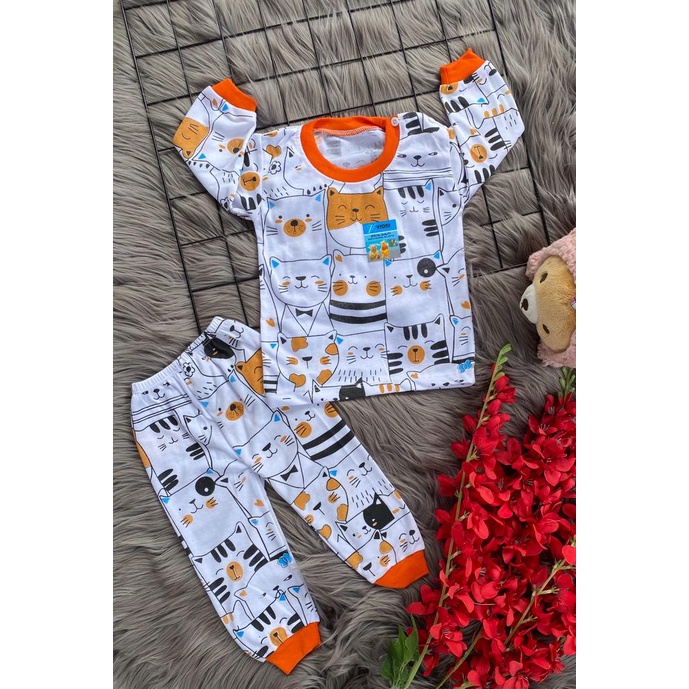 setelan baju anak laki-laki/perempuan lengan panjang 3-18 bulan motif lucu