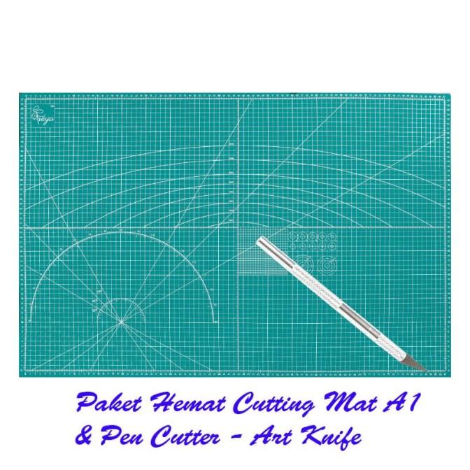 

Terlaris [Paket Hemat] Cutting Mat A1 Double Sided + Pen Cutter Design Knife Termurah