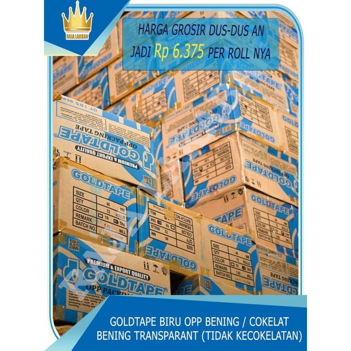 

Lakban Goldtape / Plakban Goldtape OPP Core Biru 72 Yard - PER DUS