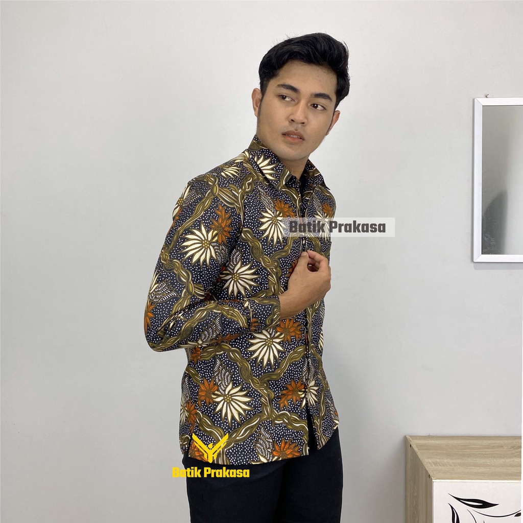 Kemeja Batik Pria Prakasa Motif Arkatama Slimfit Lengan Panjang Batik Solo