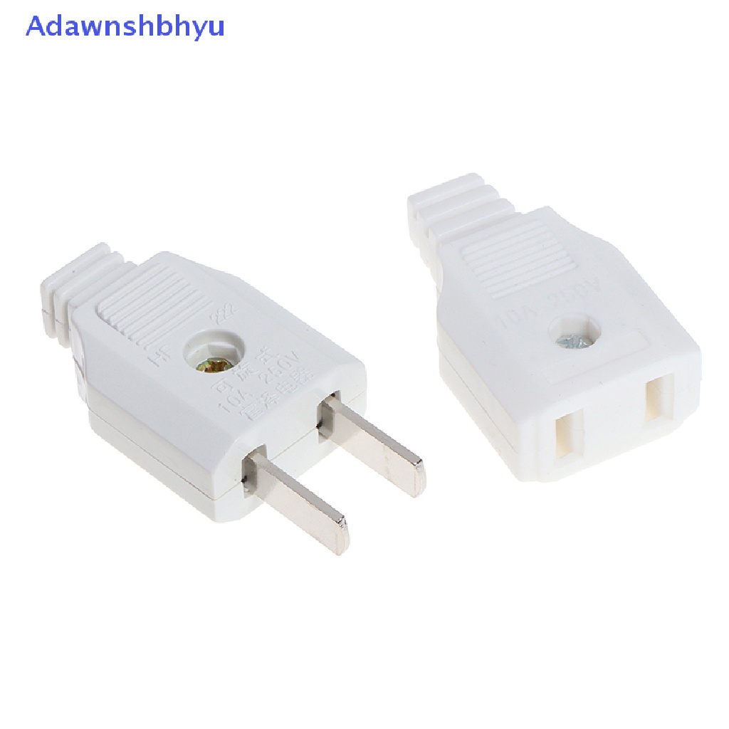 Adhyu US 2pin Gepeng AC Listrik Power Male Plug Female Socket Outlet Adaptor Kawat ID