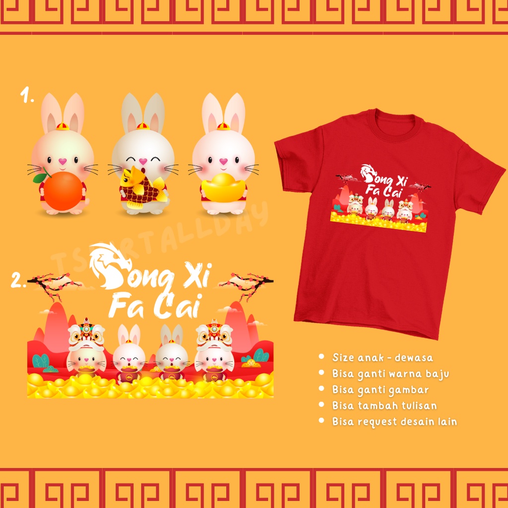 Tshitrallday Kaos Premium Imlek Baju Imlek keluarga anak couple