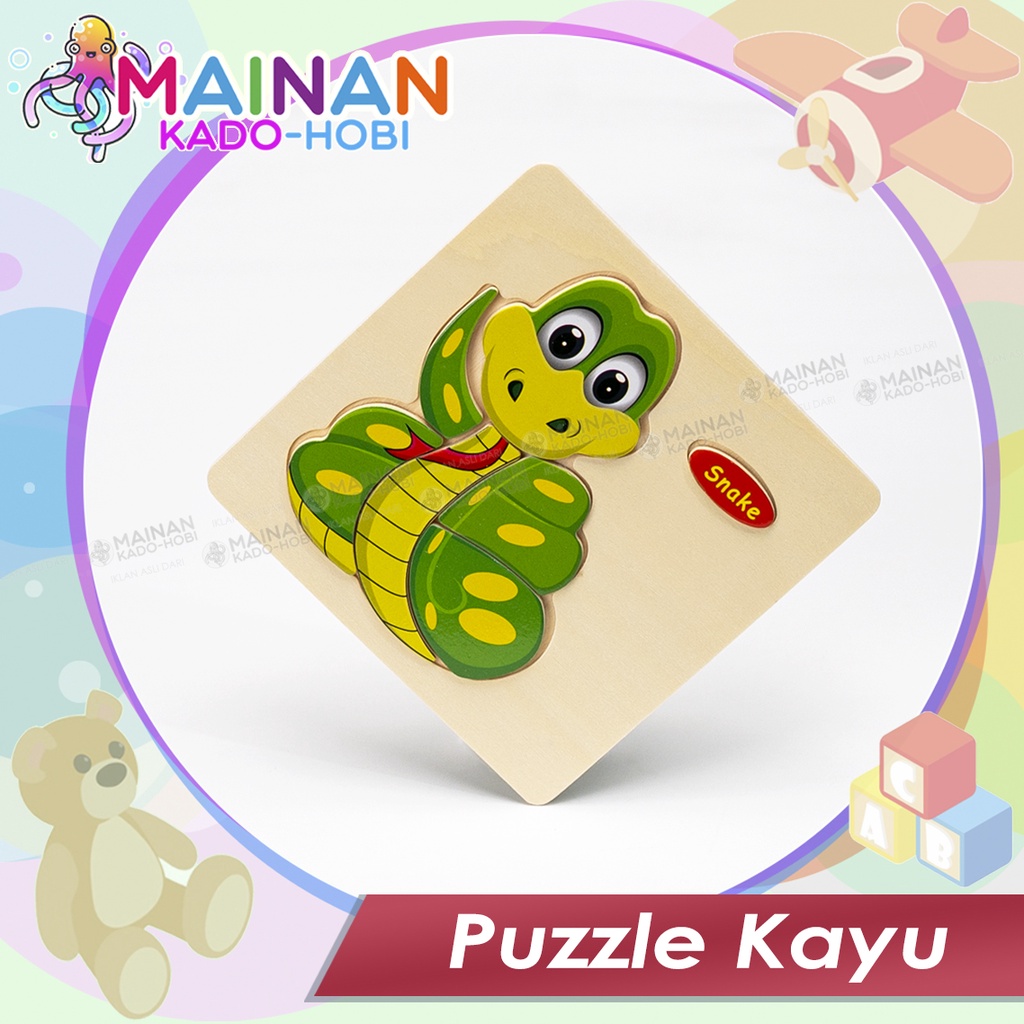 MAINAN ANAK TETRIS PUZZLE 3 DIMENSI KARAKTER HEWAN ANIMAL SNAKE ULAR