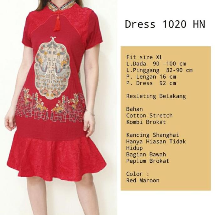 Dress Batik Wanita Cheongsam Imlek Cny Jumbo Big Size