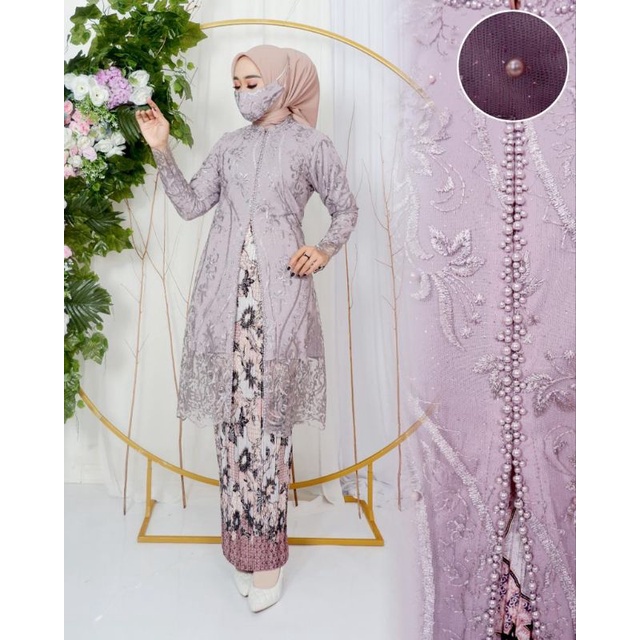 BA kebaya modern kebaya tunik tille modern setelan tunik busui payet atasan tunik resleting depan kebaya tunik busui