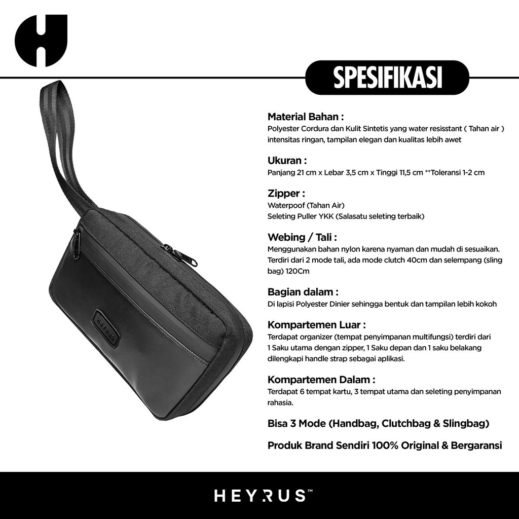 HEYRUS RUSEL CO I Handbag Yota I Clutch Bag Pria Simpel Multifungsi