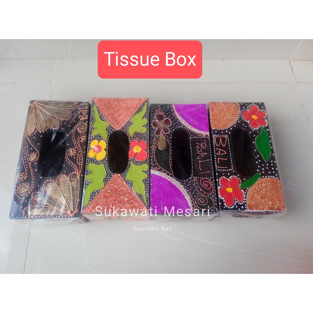 Tissue Box Kotak Tisu Kayu Lukis Handmade Souvenir Event Khas Bali