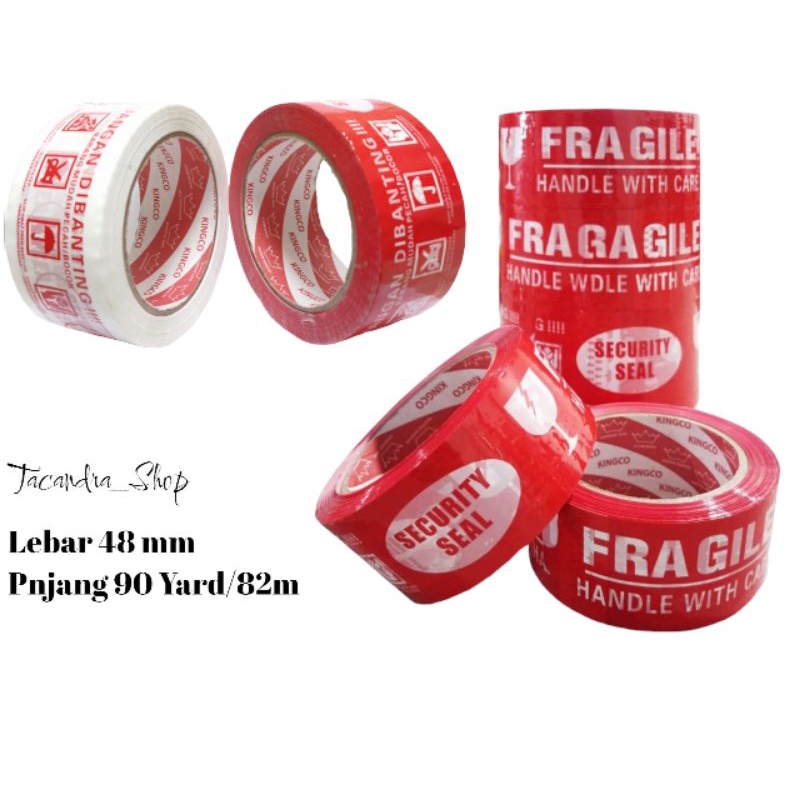 

Lakban Bening FRAGILE 48 x 82 cm atau 90 Yard / Lakban Merah FRAGILE 48 x 82 cm
