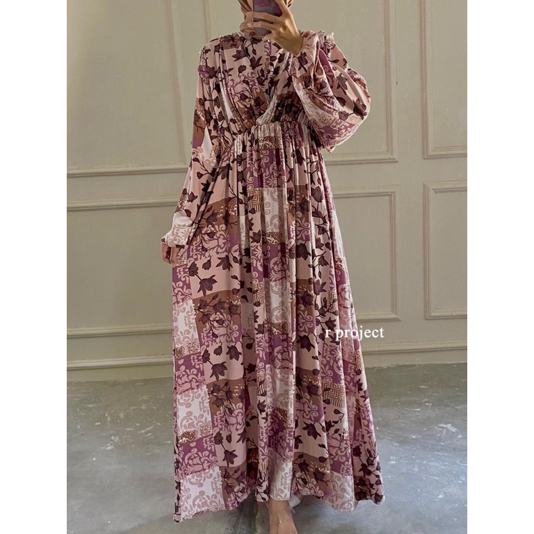size ld 120 ld 110 | Mariana maxi gamis motif premium | bahan rayon valenciaga premium | Original by r_project