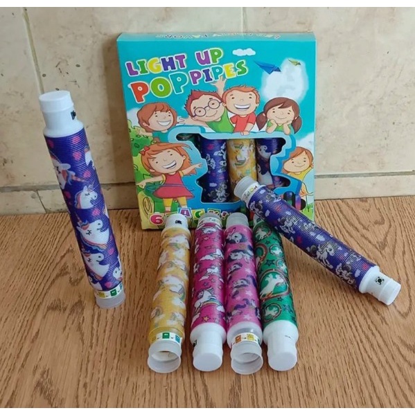 Selang Lampu Karakter Gambar / Pipa Lampu Bermotif / Selang Led Light Up Pop Pipa / Selang Lampu Polos Light Mainan Viral CEV Light Up Pop Tubes Pop Pipes Mainan Lampu Stick Pipa Selang Fidget Toy