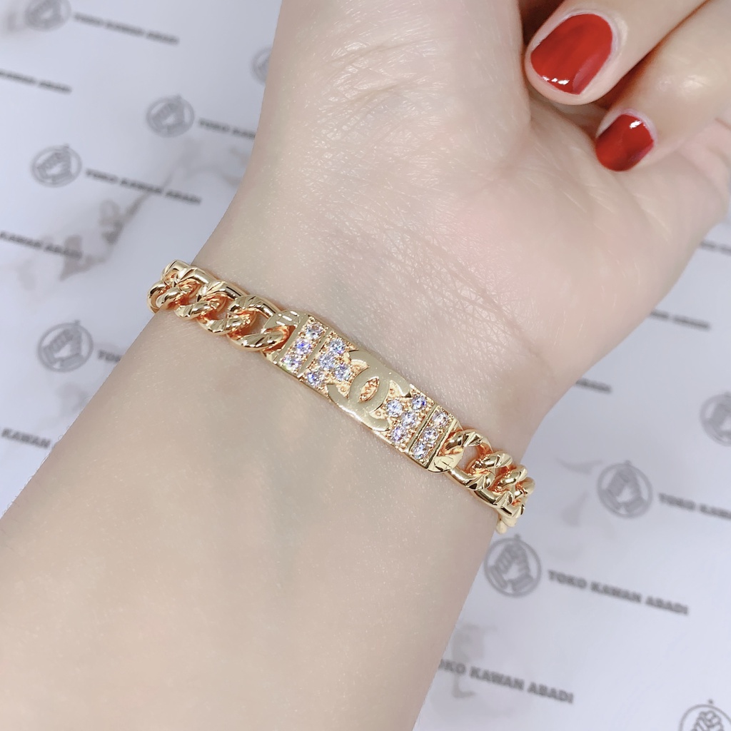 Xuping Gold Gelang Tangan Wanita Dewasa Model Bangkok Berlapis Warna Emas *67