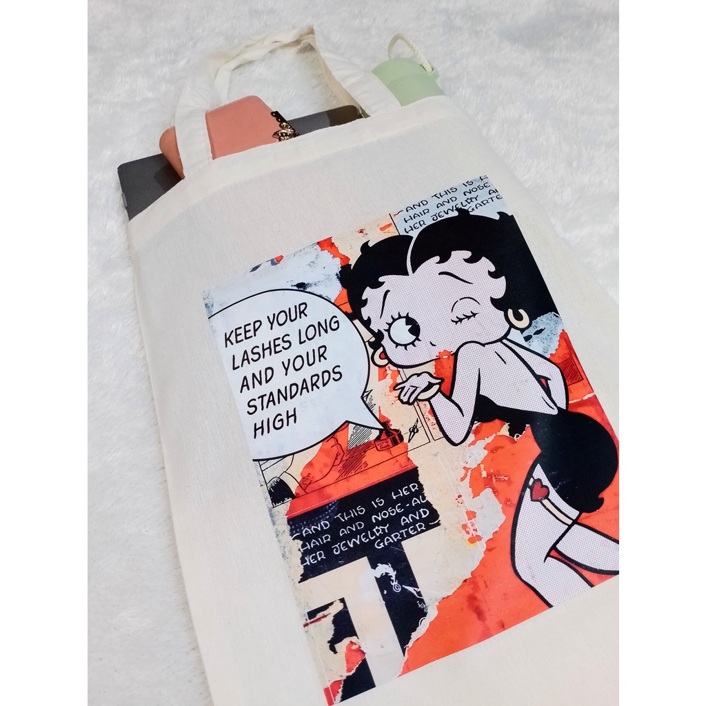 Totebag Tas Tote Betty Boop Tote bag premium Totebag zipper totebag velcro Termurah Tote Bag Wanita