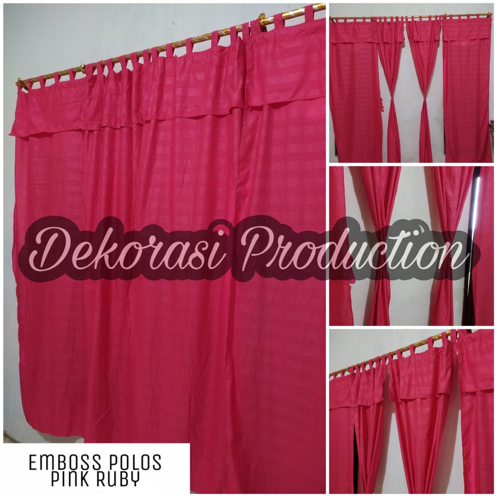 Jual Gorden / Tirai Pintu Bisa Jendela Motif Polos Emboss Pink Fanta