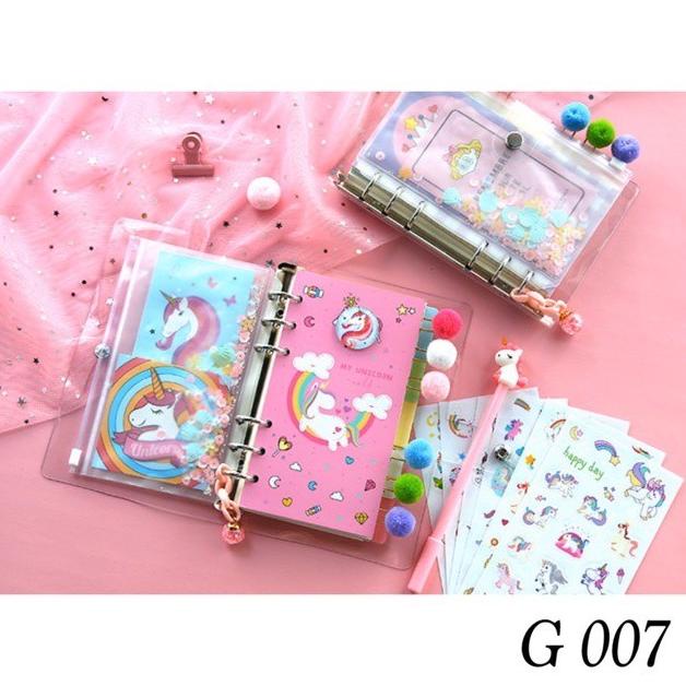 

G007 | 1 SET DIARY + PEN UNICORN + PAPER CLIP + STICKER + DIY | 13 in