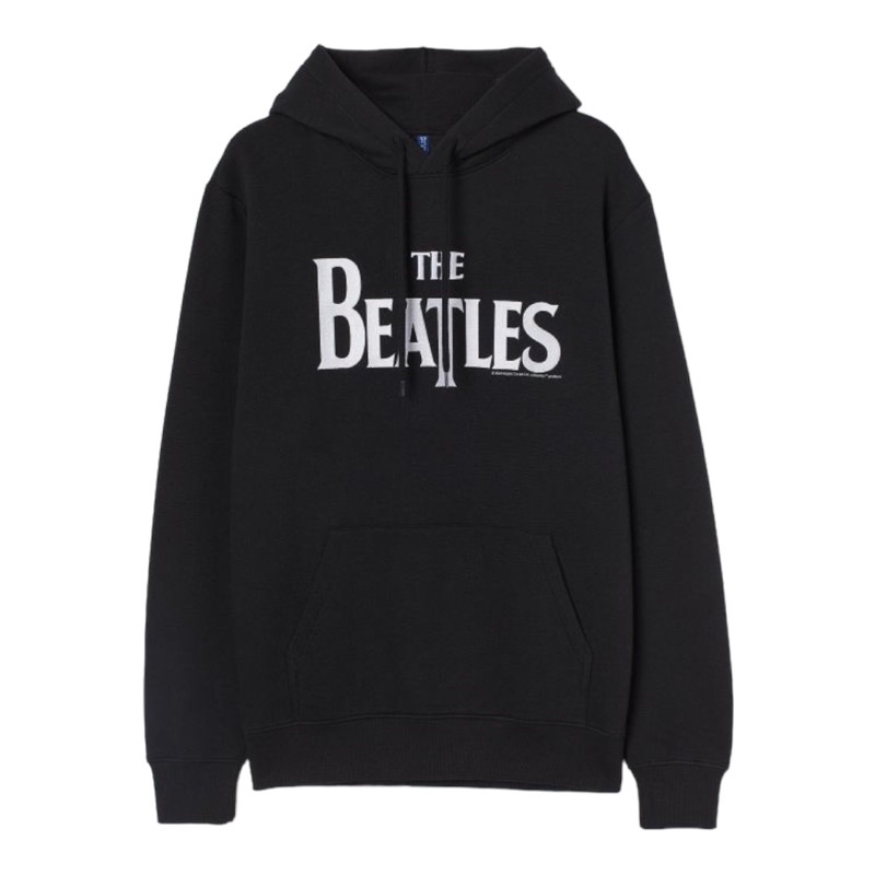 ( 8.8 ) Hoodie H&amp;M Unisex Bordir The Beatles Black Hitam, Flecee Katun Lembut Tebal, Free Papperbag