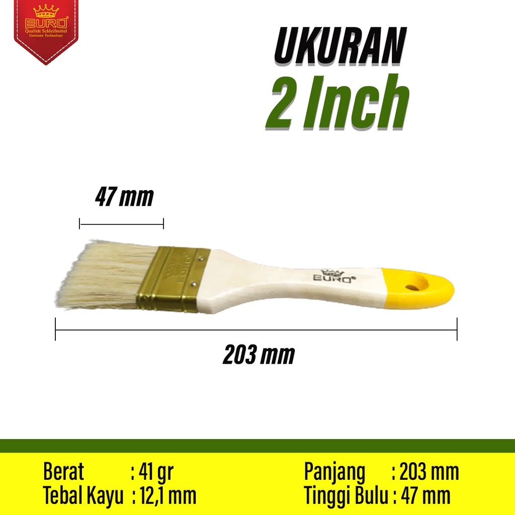 Kuas cat tangan 2 inch paint brush EURO 422 gagang kayu kuas tembok