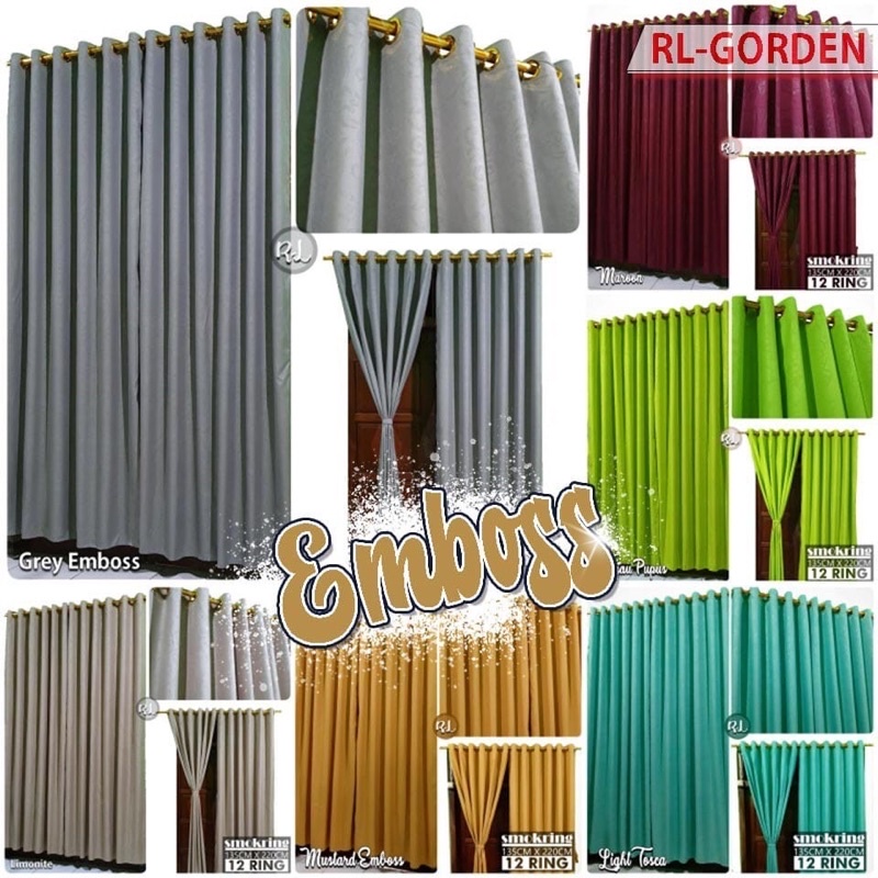 Gorden jendela embos panjang warna Gold