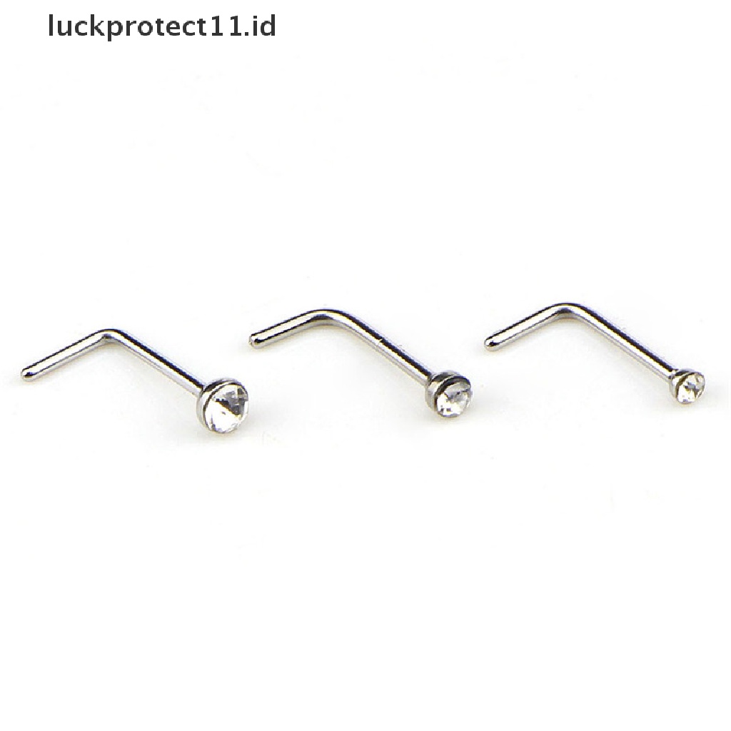 /Fashion Hot// Fashion// 60PCS/Set Stainless Steel CZ Kristal Bentuk L Cincin Hidung Body Stud.